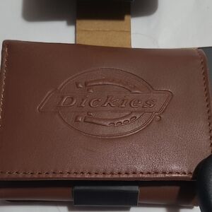 Dickies Tan Leather Logo Embossed Trifold Wallet